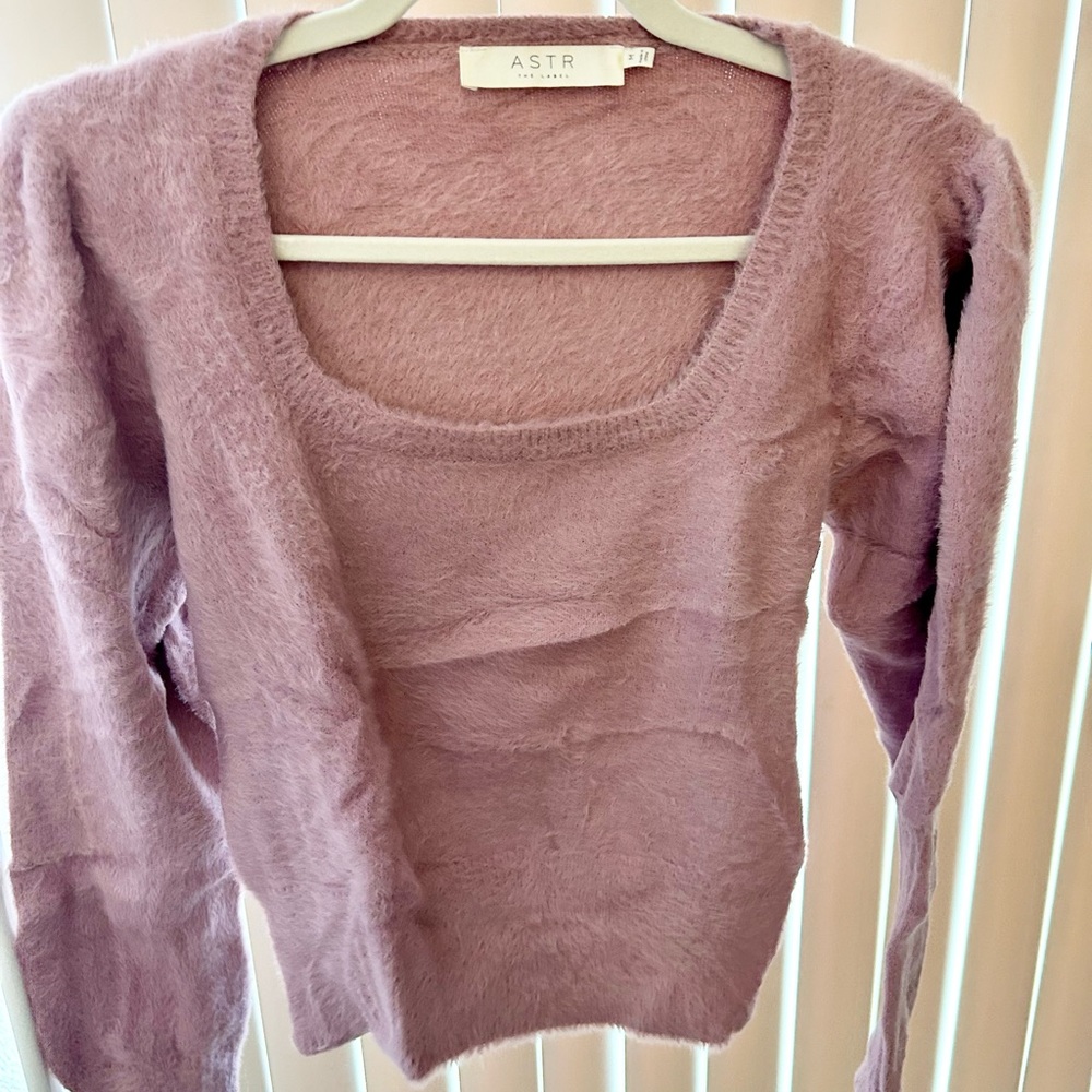 Astr Pink and Purple Crew Neck Sweater